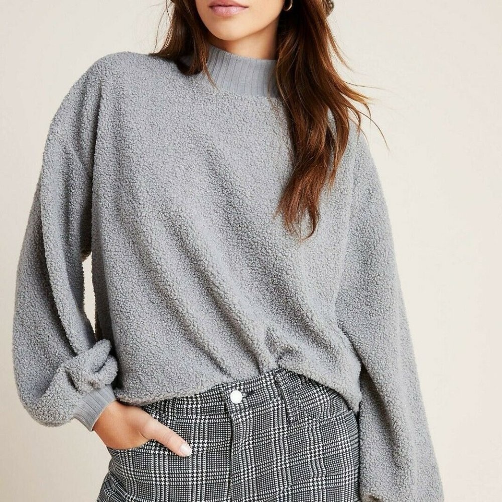 Porridge Anthropologie Gray Sherpa Pullover Sweatshirt